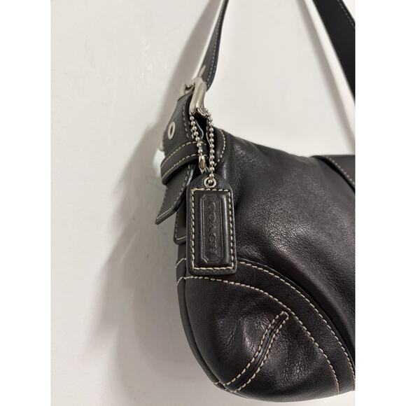 Y2K Coach HO50-9247 Small Vintage Black Soho Leather Shoulder Bag 90’s Silver - Picture 6 of 16